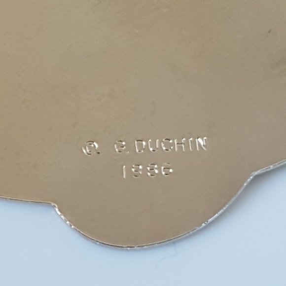 MERRY CHRISTMAS "Brauns 1988" Metal Ornament with Winter Scene (G. Duchin, 1986) - Picture 7 of 8